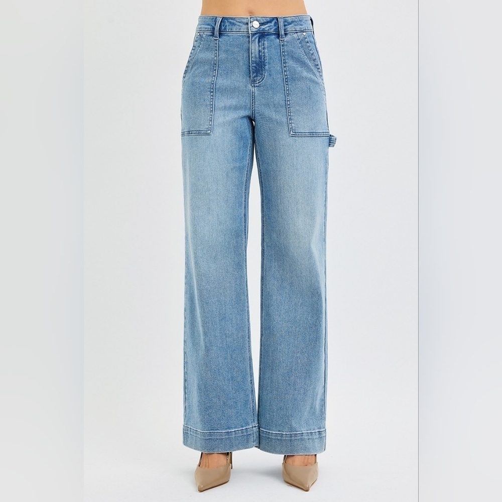 RISEN Women's Straight Leg Utility Jeans Patch Pocket Cargo Gorpcore Various NEW - Picture 5 of 12